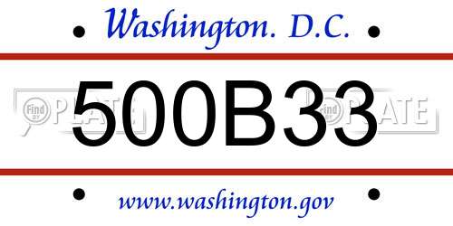 500B33 District Of Columbia License Plate