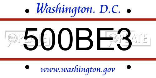 500BE3 District Of Columbia License Plate