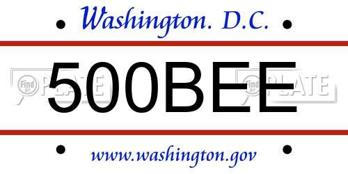500BEE District Of Columbia License Plate