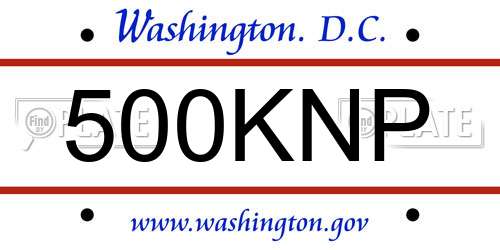 500KNP District Of Columbia License Plate