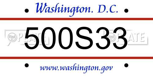 500S33 District Of Columbia License Plate