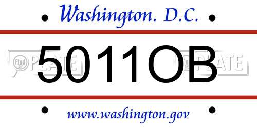 5011OB District Of Columbia License Plate