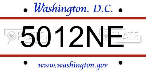 5012NE District Of Columbia License Plate