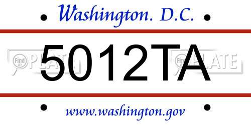 5012TA District Of Columbia License Plate