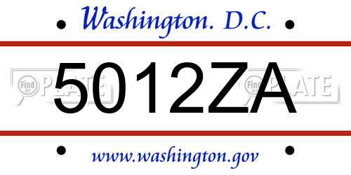5012ZA District Of Columbia License Plate
