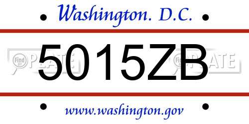 5015ZB District Of Columbia License Plate