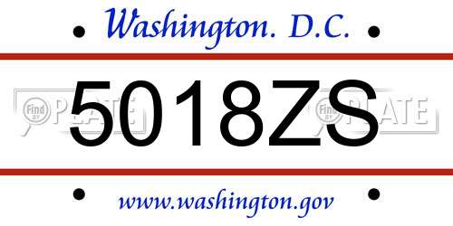 5018ZS District Of Columbia License Plate
