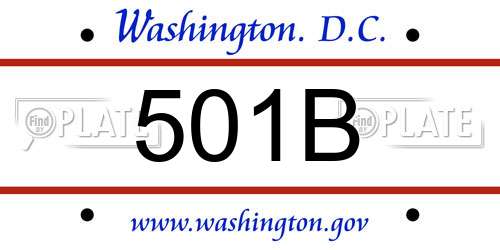 501B District Of Columbia License Plate