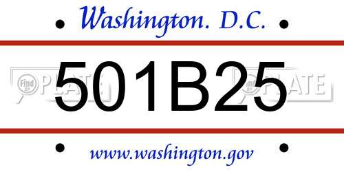 501B25 District Of Columbia License Plate