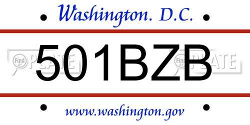 501BZB District Of Columbia License Plate
