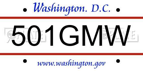 501GMW District Of Columbia License Plate
