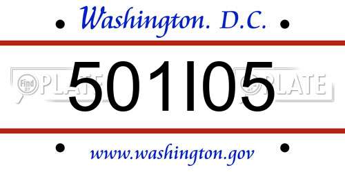 501I05 District Of Columbia License Plate