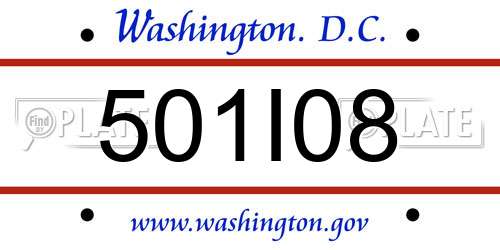 501I08 District Of Columbia License Plate