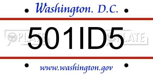 501ID5 District Of Columbia License Plate