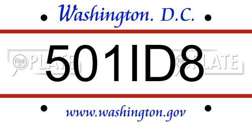 501ID8 District Of Columbia License Plate