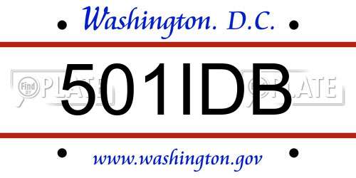 501IDB District Of Columbia License Plate