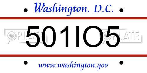 501IO5 District Of Columbia License Plate