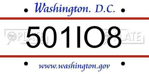 501IO8 District Of Columbia License Plate