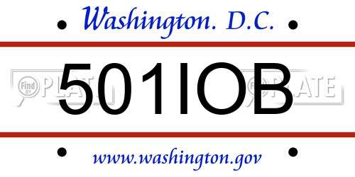 501IOB District Of Columbia License Plate