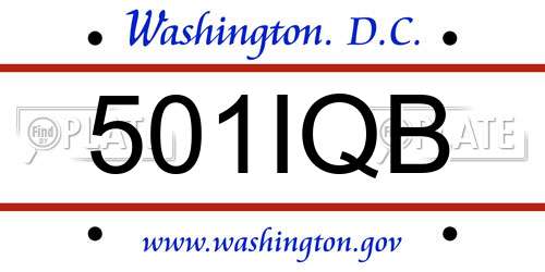 501IQB District Of Columbia License Plate