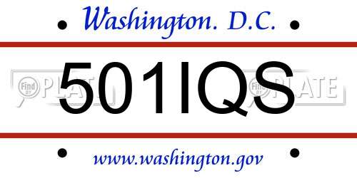 501IQS District Of Columbia License Plate