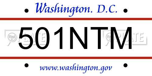 501NTM District Of Columbia License Plate