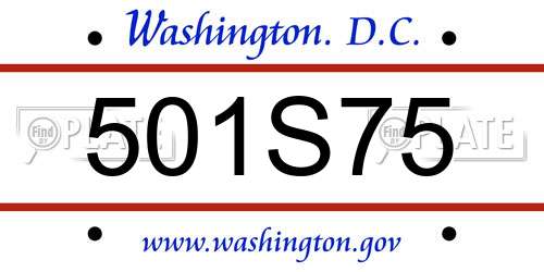 501S75 District Of Columbia License Plate