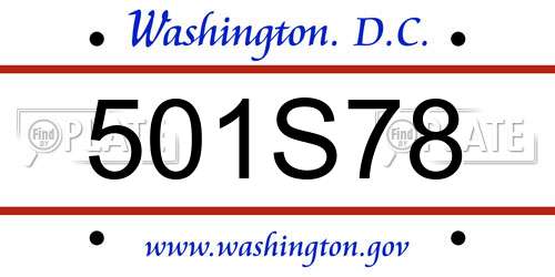 501S78 District Of Columbia License Plate