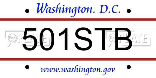 501STB District Of Columbia License Plate