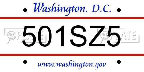 501SZ5 District Of Columbia License Plate