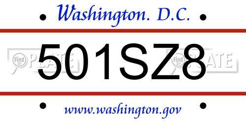 501SZ8 District Of Columbia License Plate