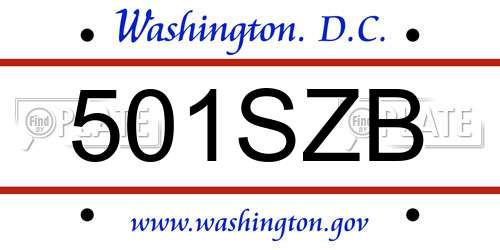 501SZB District Of Columbia License Plate
