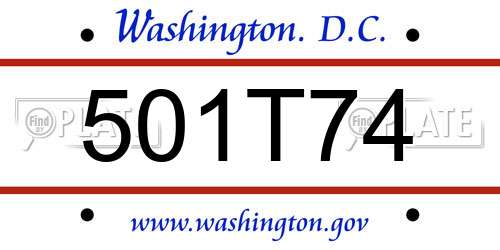 501T74 District Of Columbia License Plate