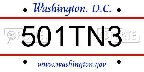 501TN3 District Of Columbia License Plate