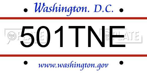 501TNE District Of Columbia License Plate