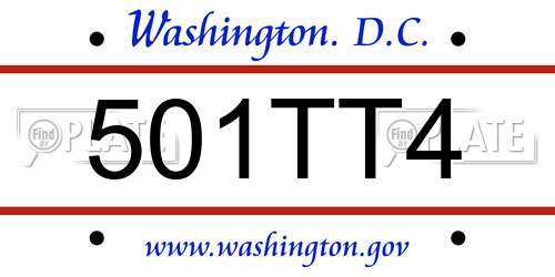 501TT4 District Of Columbia License Plate