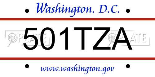 501TZA District Of Columbia License Plate
