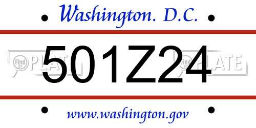 501Z24 District Of Columbia License Plate