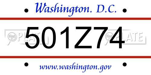 501Z74 District Of Columbia License Plate