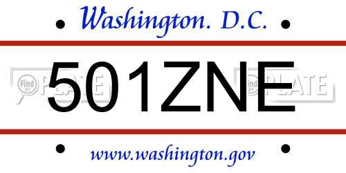 501ZNE District Of Columbia License Plate
