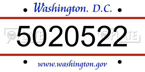 5020522 District Of Columbia License Plate