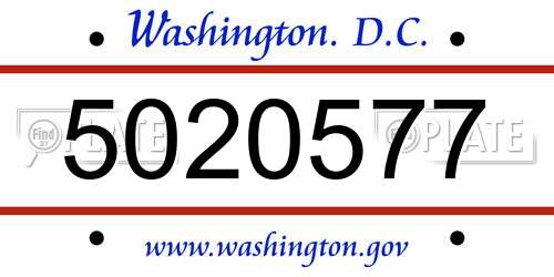 5020577 District Of Columbia License Plate