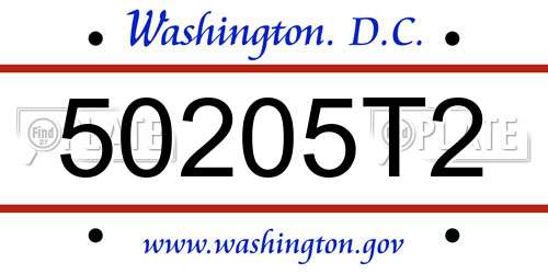 50205T2 District Of Columbia License Plate