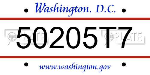 50205T7 District Of Columbia License Plate