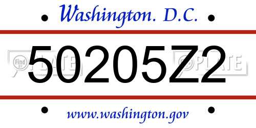 50205Z2 District Of Columbia License Plate