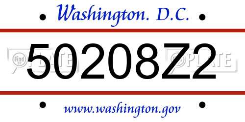 50208Z2 District Of Columbia License Plate