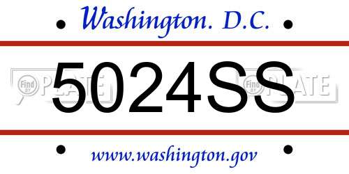 5024SS District Of Columbia License Plate