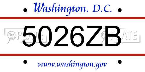 5026ZB District Of Columbia License Plate