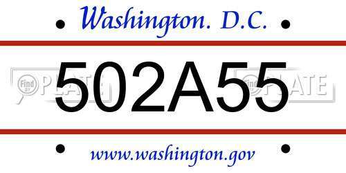 502A55 District Of Columbia License Plate