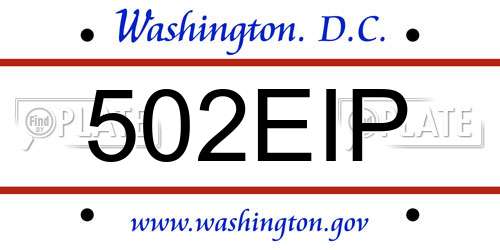 502EIP District Of Columbia License Plate